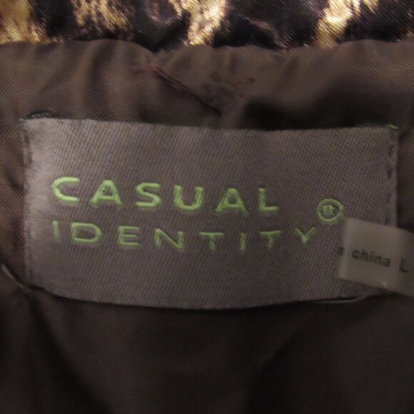 Casual Identity Animal Print Puffer Vest Women's Sz Large Lined Full Zip Leopard - Picture 7 of 9